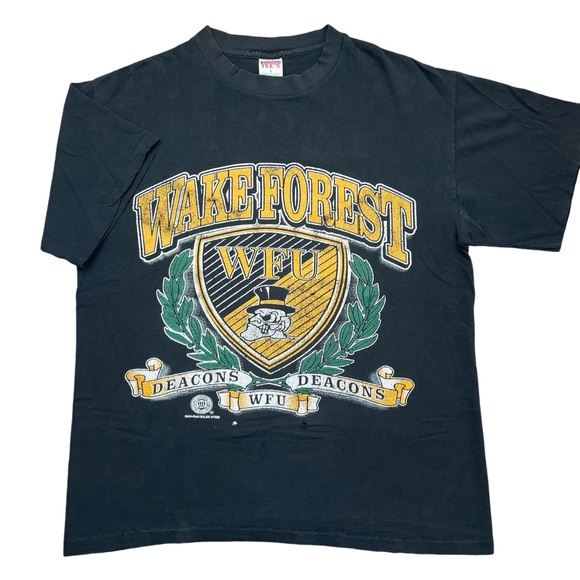 VTG 90s Wake Forest Demon Deacons RARE Single Stitch Men’s Black t-shirt size L